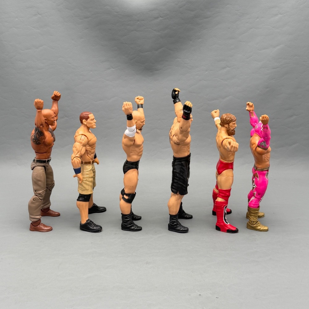 WWE Mattel Action Figure Lot of 6 John Cena The Rock Lesnar Years Vary - Picture 2 of 11